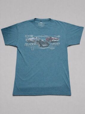 Newport Blue Men's Chevrolet 70's Classic Rides Graphic T-Shirt Teal  Size L